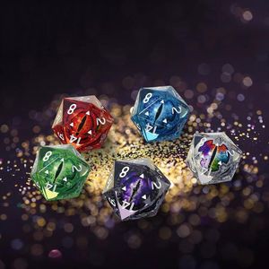 Party Favor 5-teiliges Würfel-Set aus handgefertigtem Harz mit polyedrischen scharfen Kanten für RPG-Rollenspiele mit Beutel