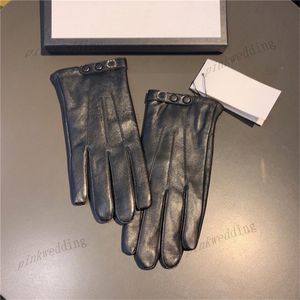 Simple Solid Color Mitten Winter Thermal Glove Fashion Black Touch Screen Gloves Button Casual Mittens For Men