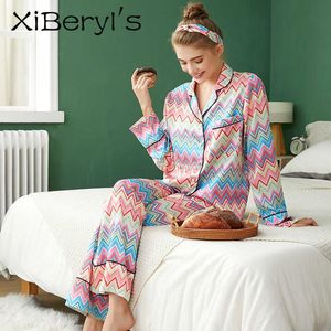 Xiberyls mode silke pyjamas för kvinnor kostym tjej pyjamas set sleepwear set topp och shorts pijama mujer 210622