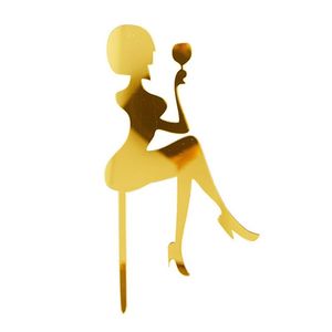 Other Festive & Party Supplies Goddess Acrylic Cake Topper High-heeled Lady Wine Glass Happy Birthday Beauty Bachelor Decoration