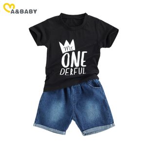 6-24Y Summer born Infant Baby Boy Clothes Set Casual Letter T shirt Tops Jeans Shorts Outfits Costumes 210515