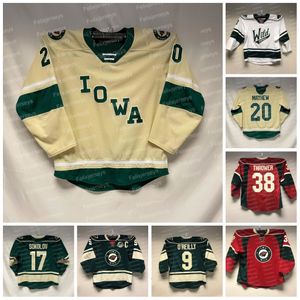 Benutzerdefiniertes Iowa Wild Hockey-Trikot Calen Addison Cal O'Reilly Dmitry Sokolov Gabriel Dumont Louie Belpedio J.T. Brown Louis Belpedio Josh Thrower Gerry Mayhew Joe Hicketts