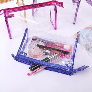 Sacos de armazenamento de cosméticos transparentes PVC Zipper Clear Composição à prova d'água da maquiagem Mulheres Travel Biervany Organizer Case RH4622