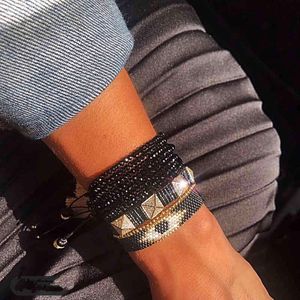 Zhongvi Miyuki Evil Armband Beadwork Smycken Rivet Gold Beaded 2021 Smycken Armband för Kvinnor Turkiska Ögon Pulseras Present