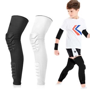 Kinder Kinder Teenager Honeycomb Lange Sport Knieschützer Basketball Beinhülse Crashproof Gym Beinwärmer Knieschoner Benutzerdefinierte Q0913