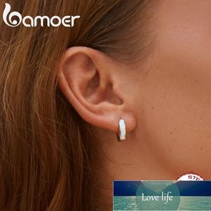 Bamoer Real 925 Sterling Silver Minimalist Hoop Kolczyki dla Kobiet Ear Circle Hoops Brincos Engagement Instrukcja Biżuteria SCE861 Cena fabryczna Expert Design