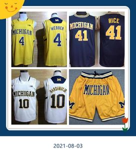 College Michigan Wolverines Baskettröjor Tim Hardaway Jr 1 Glenn Robinson III tröja 3 Trey Burke Chirs Webber 41 Glen Rice HERRSHORTS