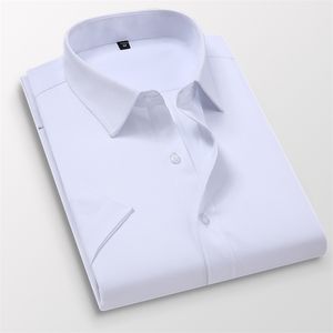 6xl 7xl 8xl夏の男性の半袖シャツカジュアルなビジネスフォーマルドレスシャツ白いカミサススリムフィット衣料品210626