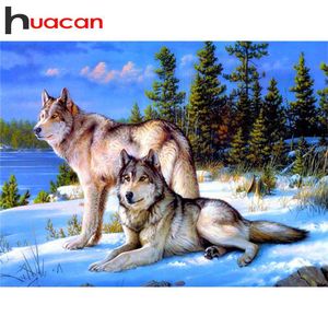 Huacan pintura cheia quadrada nova chegada animal neve diy diamante bordado venda lobo mosaico