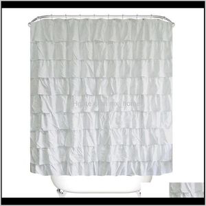 Curtains Aessories Bath Home & Gardenbig Deal Plain Colour Waterproof Corrugated Edge Shower Ruffled Bathroom Curtain Decoration Drop Deliver