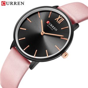 Curren Women Часы розовые аналоговые кварцевые часы женские повседневные дамы наручные часы мягкие кожаные ремешки часы Relogios Feminino Q0524