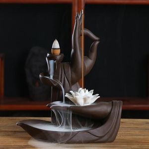 Cachoeira Incenso Titular Zen Incensário Flor Lotus Backflow Queimador de Incenso Home Zen Decoração Incenso Queimadores Base Censador