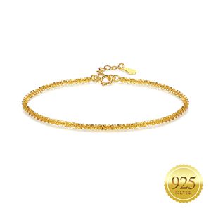 2mm 925 Pulseira de prata esterlina Minimalismo de pulseira fina Bracelets Snow/Rock Chain for Women 18K Gold Bated Fine Jewelry