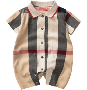 Baby plaid romer kläder 0-3year nyfödda tjej rompers bomull kortärmad jumpsuit outfit kläder för barn bebis onesie