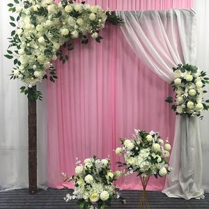 Dekoracyjne kwiaty Wieńce Aritficial Silk Fałszywy Wedding Party Backdrop Arch Decoration Floral Row White Flower Arangement Home Decor