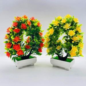 Decorative Flowers & Wreaths Chic Faux Potted Plant Eco-friendly Plastic Artificial Flower Bonsai Long Life Span