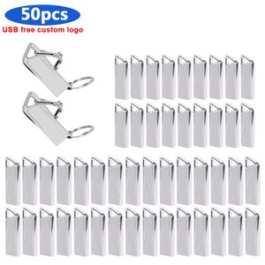 Bulk 50pcs Free Logo Metall-Stift-Laufwerke 64GB 128GB CLE USB-Flash-Laufwerk 32GB 16GB Pendrive 8GB 4GB Memoria USB2.0 Menory-Stick-Geschenk