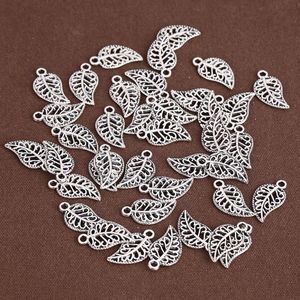 Tibetan Silver Hollow Leaf Kleine charmes Hanger Crystal Bead Bracelet Accessoires Daxd009 Charm Mix Order