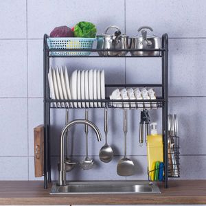 Double Layer Shelf Dish Stainless Holder Steel Sink Drain Rack Kitchen Cutlery Drying Drainer Kitchen Storage Rack