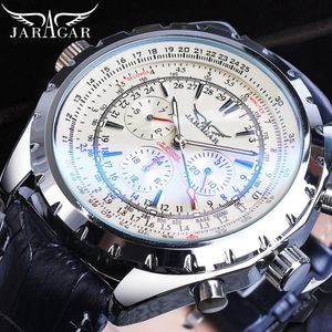 Jaragar 2021 orologio da polso automatico sportivo da uomo in vetro blu serie Aviator militare vero orologio meccanico maschile di lusso di alta qualità