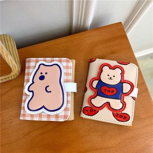Wallets Wholesale Cartoon BEAR Girls Triple Fold Wallet Card Holder With Coin Zipper Pocket Child's Sweet Home Children Purse