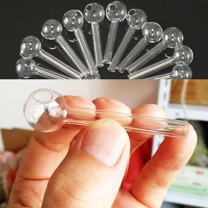 2.5 inch Pyrex Glass Oil Burner Pipe 65mm Clear Glass Nail Burning Jumbo Pipes 6.5cm length Thick Transparent Great Hand Hold Smoking Tubes for Smokers Wholesale