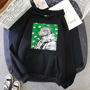 Wholesale green hooded sweatshirts for sale - Group buy Anime Dorohedoro Caiman Men s Hooded Streetwear Funny Cartoon Green Graphic Pullover Harajuku Fashion Winter Hoodies Sweatshirts G1019