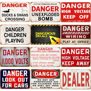 Funny Designed Danger Plaque Metal Painting Vintage Tin Sign Pin Up Shabby Chic Wall Decor Bar Decoration