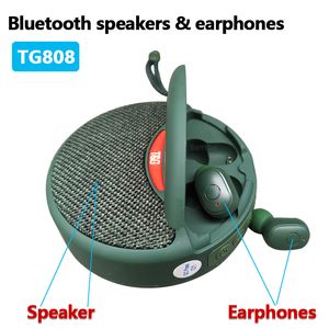 TG808 무선 블루투스 스피커 이어폰 2 in 1 디자인 미니 휴대용 야외 스포츠 스피커 서브 우퍼 스테레오 사운드 다기능