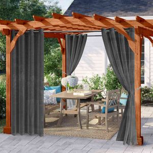 Wodoodporna Outdoor Patio Voile Sheer Zasłony Lato Izolowane termiczne Tulle Divider Lawn Curtain Yard Pergola Okno Leczenie 210712