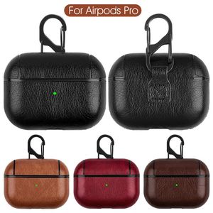 Leather Case Bluetooth Earphone Hook Clasp Keychain Protective Cover Cases For AirPods Pro