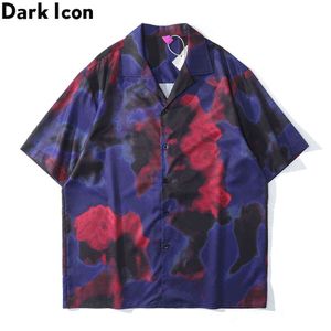 Tie Färging Pikétröja Män Tunn Material Holiday Beach Hawaiian Shirts Street Fashion Shirt för Man 210603