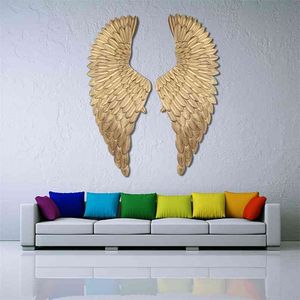 Wall Decoration Angel Wings Retro Metal wings Bar Coffee Shop Wall Decoration Home Bedroom Living room decor Christmas Industry 210811