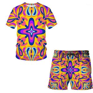 Męskie dresy Moda Summer Chłopiec Koszulka Koszulka Koszulka 3d Olśniewający Drukowanie Kolorowy Cool Man / Woman Clothing Harajuku Styl