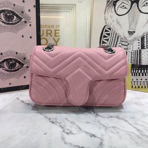 Marmont mini ombro sacos de couro genuíno bonito cor rosa mulher bolsa de moda luxo marca tamanho 22 * ​​13 * 6cm