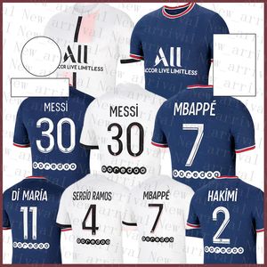 サッカージャージーPSG パリ Saint Germain Mens Messi 女性Mbappe Kids Kits Hakimi ユニフォームSergio Ramos Di Maria Wijnaldum Kimpembe Draxler