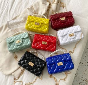 Partihandel Sommar Candy Messenger Beading Handväskor Axel Crossbody Bag Damer Plånbok Färgglada Rainbow Jelly Pures For Women