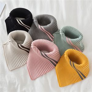 Damer halsdukar vinter turtleneck falsk falsk krage ribbed stickad randig avtagbar triangel halsduk wrap vindtät stretchy dekorativ