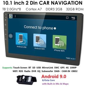 10.1"Universal 2din Android 9.0 OctaCore Car NO DVD player GPS Wifi Radio BT 2GB RAM 32GB ROM Steering wheel RDS USB 4G Network