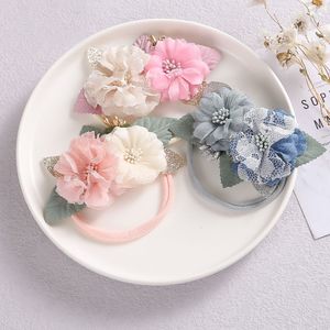 15774 Europe Baby Girls Floals Headband Kids Flowers Crowit Photography Props Hårband Konstgjord blomma Nylon Hårbandstillbehör