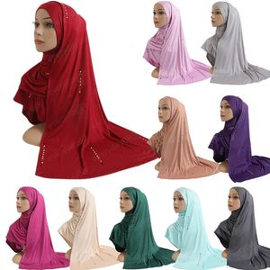 Bawełna Jersey Muzułmański Długi Szalik Z Prezentami Kobiety Modal Headscarf Islamski Hidżab Nosić arabski prostokątny headwrap pani szal