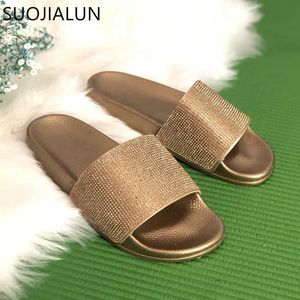 Rhinestone Women Slippers Flip Flops Summer Women Crystal Diamond Bling Beach Slides Sandals Casual Shoes Slip On Slipper Y0427