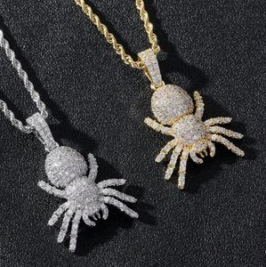 Hip Hop Rock Zirkonia gepflastert Bling Ice Out Spider Anhänger Halsketten für Männer Frauen Schmuck