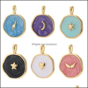 Charms Biżuterię Odkrycia komponenty Księżyc Star Heart Designer do tworzenia zapasów Czech Kolorf Cute Wiselant DIY Naszyjnik GWF10793