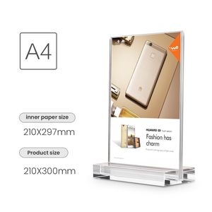 Rensa Acrylic A4 Sign Holder Ingen magnet PicturetableTop Affisch Display Stand Frame Tabletop Affisch Display Standam för mobilaffärs användning