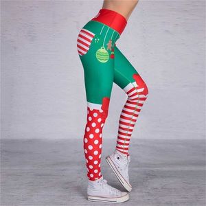女性のためのクリスマスのズボンのカジュアルな弾力性スキニーレギンスマザーハイウエストのトレーニング印刷印刷伸縮性のあるズボンレギンス211108