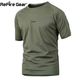 Refire Dişli Yaz Taktik Kamuflaj T Gömlek Erkekler Hızlı Kuru Ordu Savaş T-shirt Rahat Nefes Camo O Boyun Askeri T Gömlek G1222