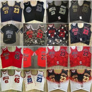 M N Vintage Micheal # 23 94-95 03 All Tune squadra Maglia ricamo Loghi cuciti Maglie da basket Nero Bianco Rosso