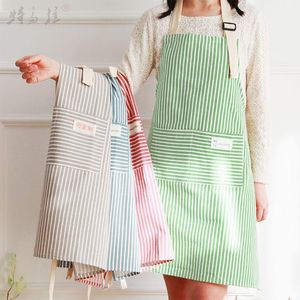 Aprons Apron Wholesale Kitchen Home Cooking Restaurant Overalls Cotton Linen For Woman Household Merchandises