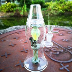 Mini lava lampa glas bong hookahs heady rak rör vattenrör stilfull olja dab rigstrar 14mm kvinnlig gemensam 5mm tjocka bägare bongs med skål